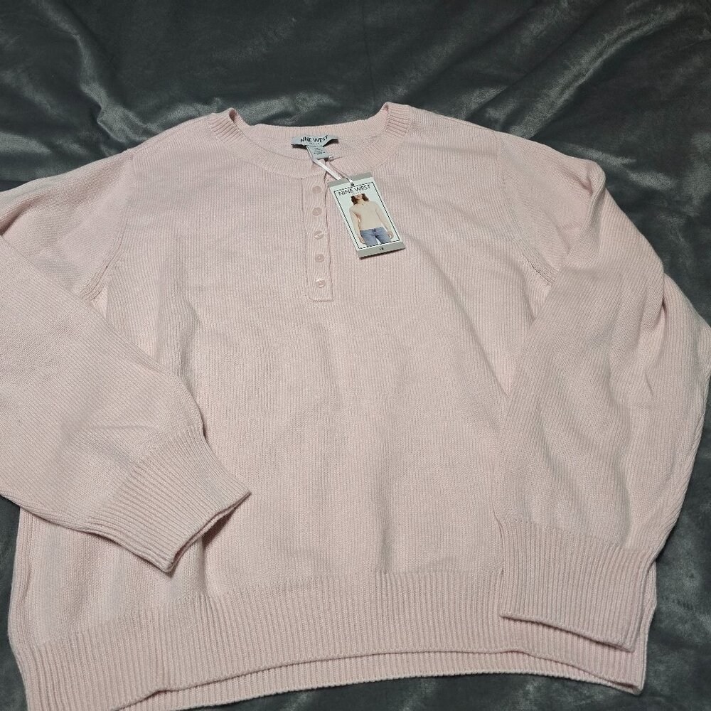 Nine West Women's Light Pink Henley Sweater